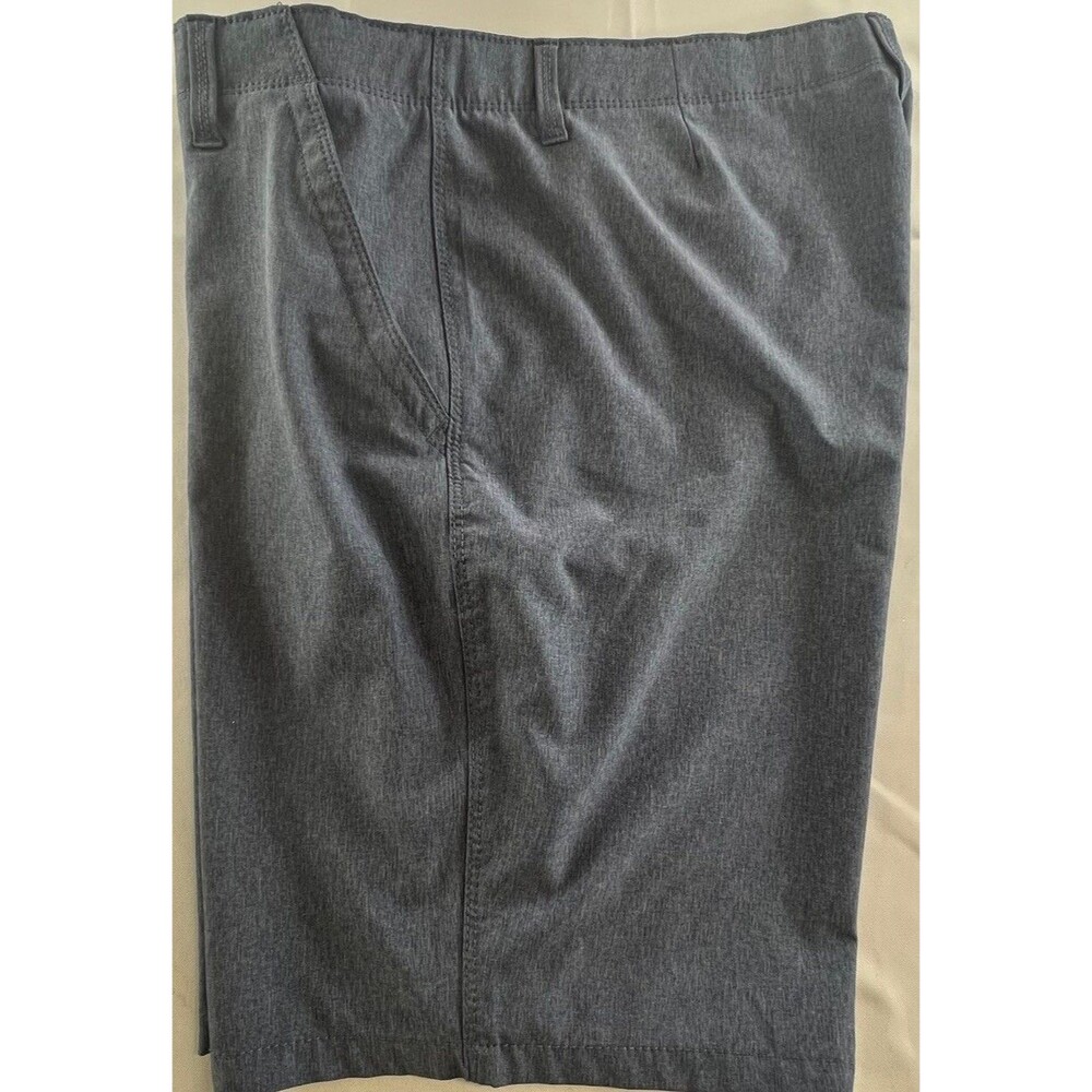Denali Mens Microfiber Blue/Gray Flat Front Stretch Casual Golf Chino Shorts 38